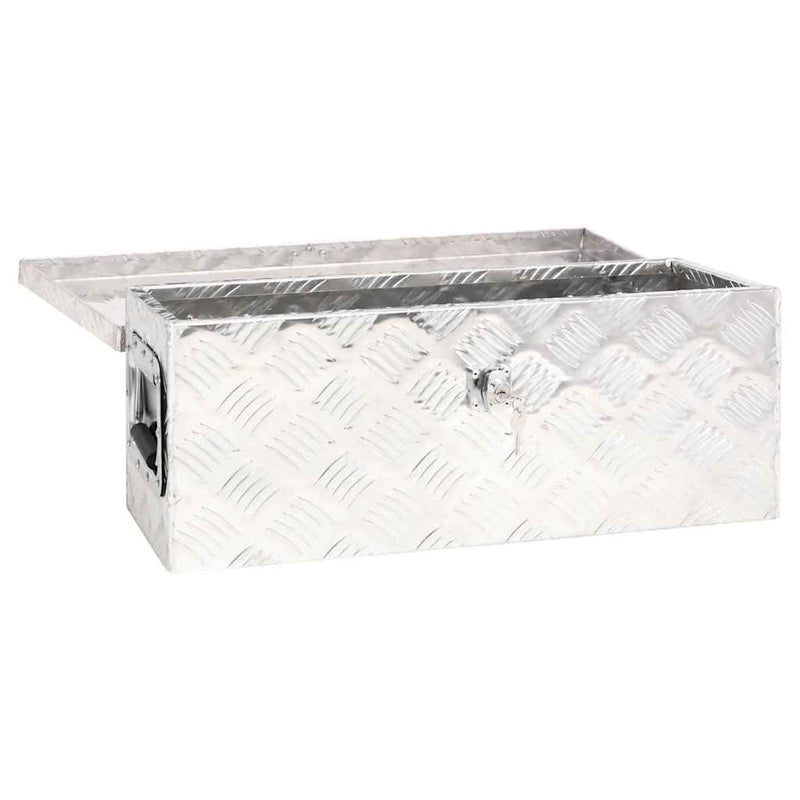 Afbeelding laden in galerijviewer, Vidaxl opbergbox 60x23,5x23 cm aluminium zilverkleurig
