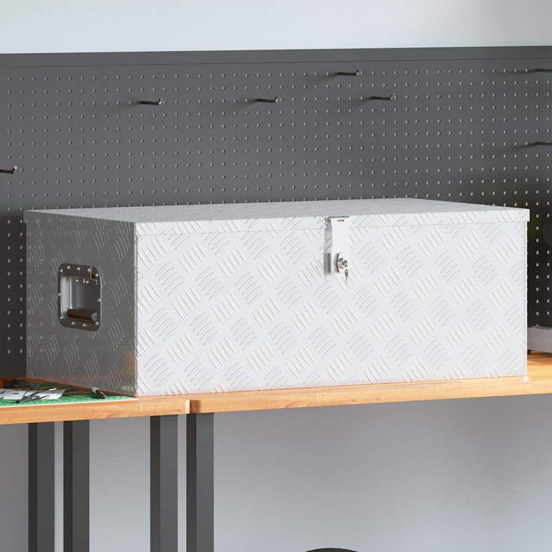 Afbeelding laden in galerijviewer, Vidaxl opbergbox 90x47x33,5 cm aluminium zilverkleurig
