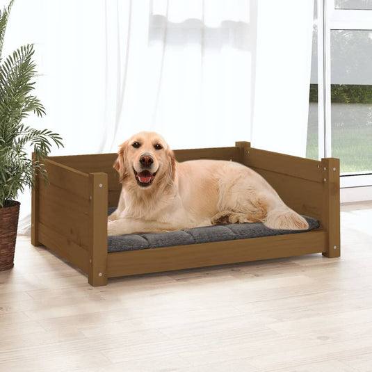 Vidaxl hondenmand 75,5x55,5x28 cm massief grenenhout honingbruin