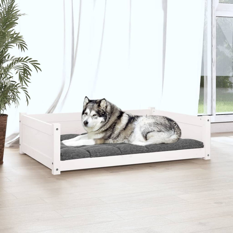 Afbeelding laden in galerijviewer, Vidaxl hondenmand 105,5x75,5x28 cm massief grenenhout wit
