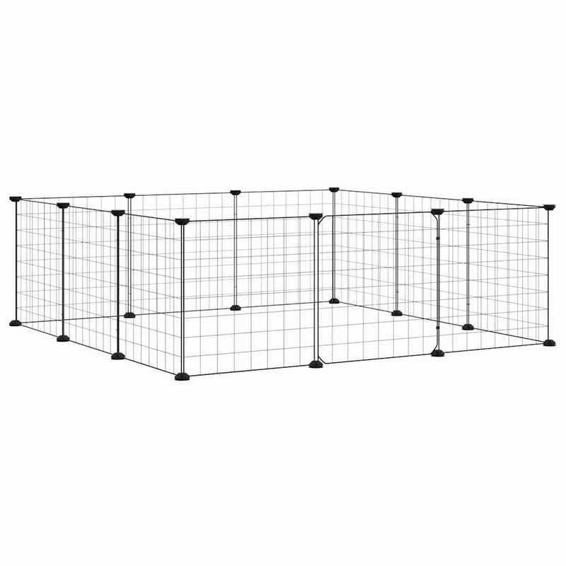 Afbeelding laden in galerijviewer, Vidaxl huisdierkooi met 12 panelen en deur, zwart 35x35 cm staal
