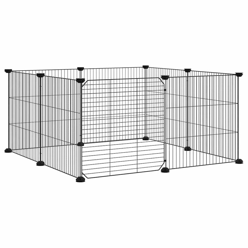 Afbeelding laden in galerijviewer, Vidaxl huisdierkooi met 8 panelen en deur, zwart 35x35 cm staal
