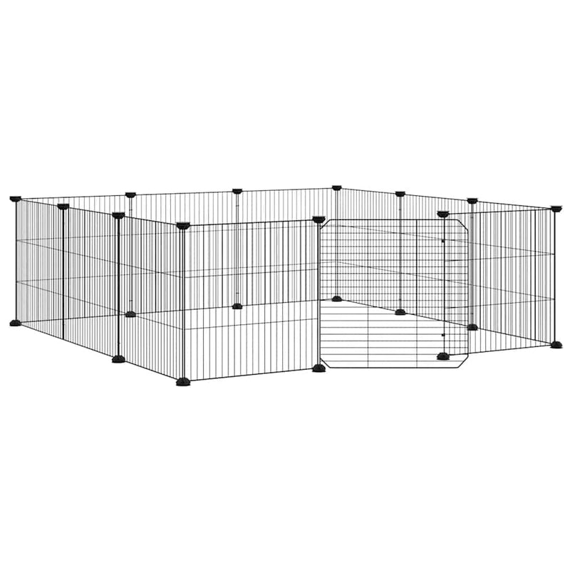 Afbeelding laden in galerijviewer, Vidaxl huisdierkooi met 12 panelen en deur, zwart 35x35 cm staal
