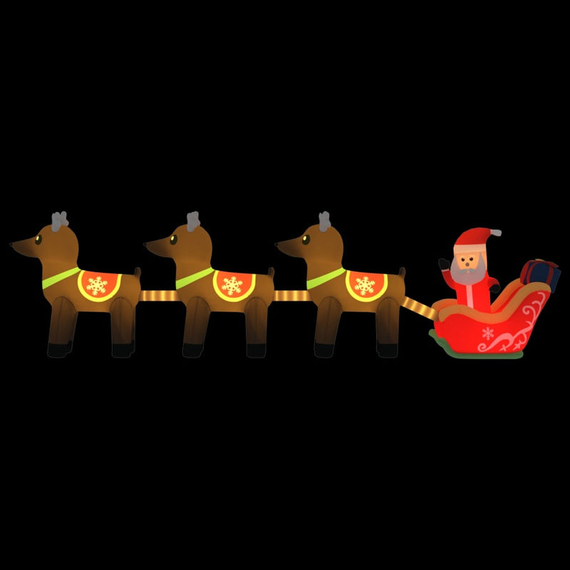 Afbeelding laden in galerijviewer, VidaXL Kerstdecoratie kerstman en rendieren opblaasbaar LED 138 cm
