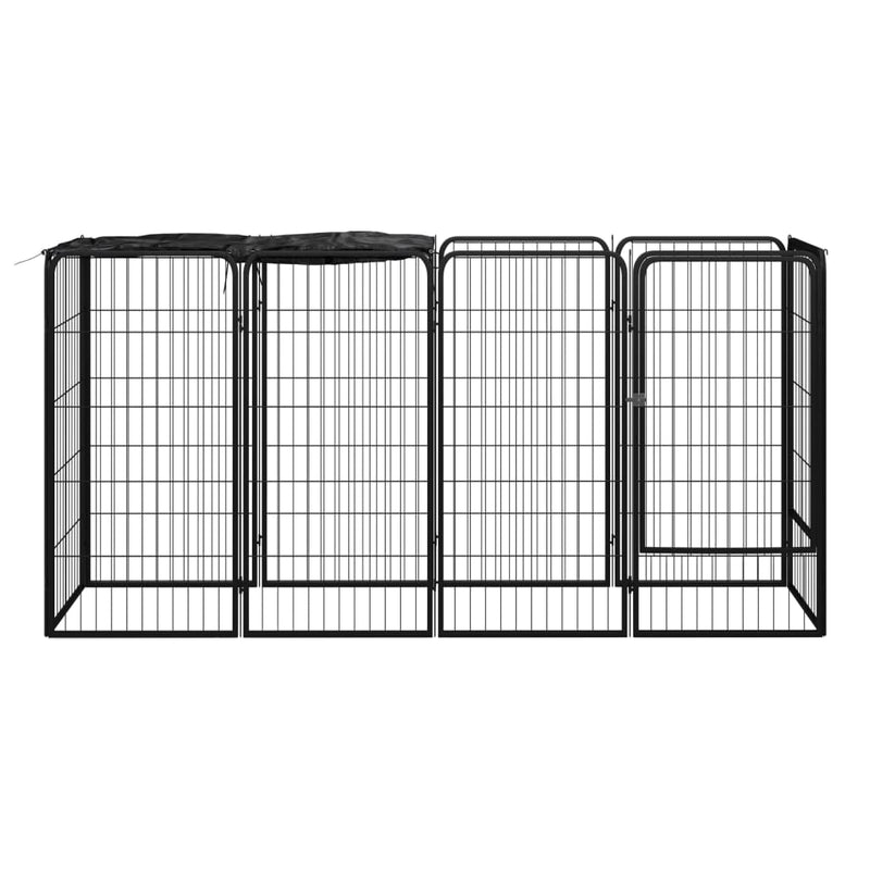 Afbeelding laden in galerijviewer, Vidaxl hondenkennel 10 panelen 50 x 100 cm gepoedercoat staal zwart
