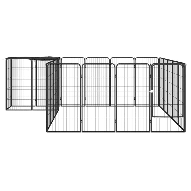 Afbeelding laden in galerijviewer, VidaXL Hondenkennel 22 panelen 50x100 cm gepoedercoat staal zwart
