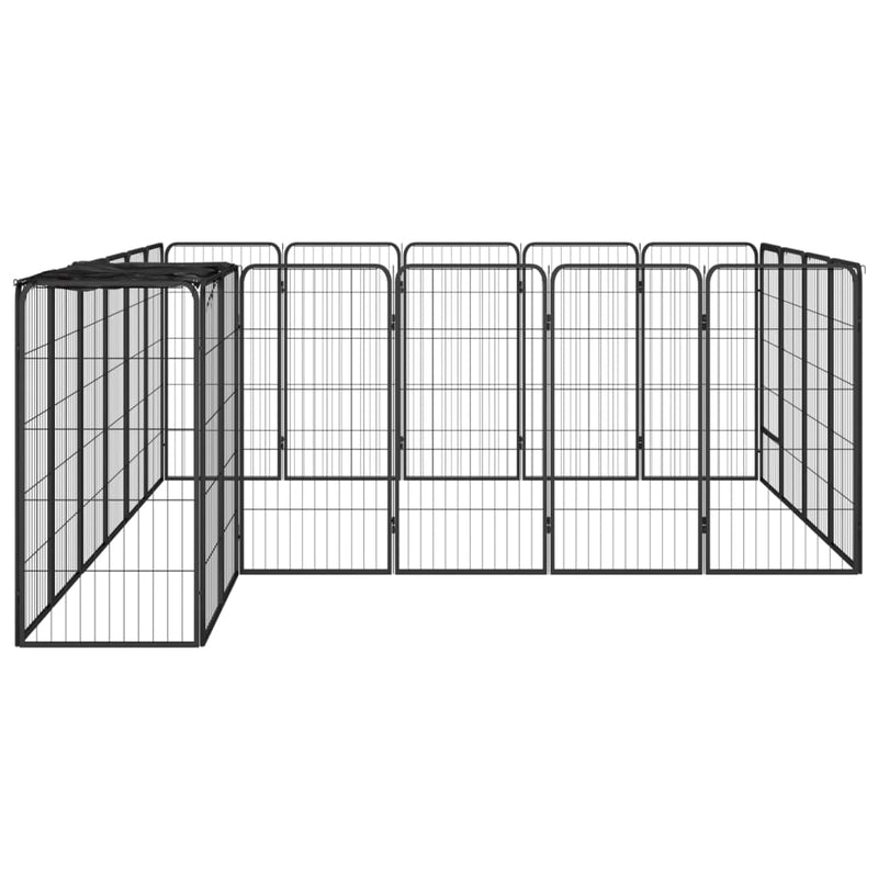 Afbeelding laden in galerijviewer, VidaXL Hondenkennel 22 panelen 50x100 cm gepoedercoat staal zwart
