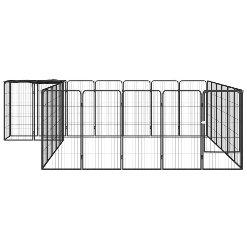 Afbeelding laden in galerijviewer, VidaXL Hondenkennel 26 panelen 50x100 cm gepoedercoat staal zwart
