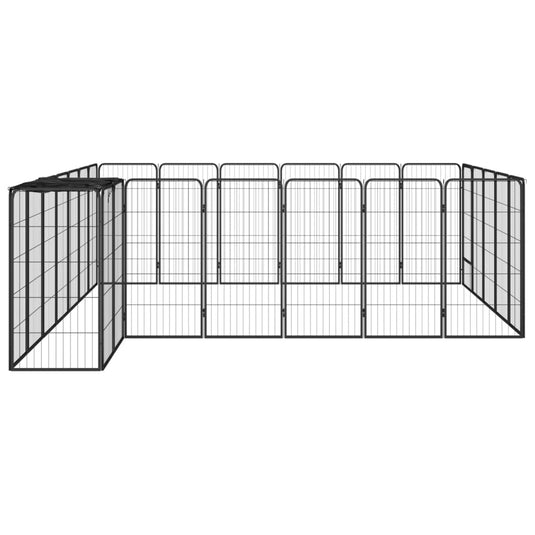 VidaXL Hondenkennel 26 panelen 50x100 cm gepoedercoat staal zwart