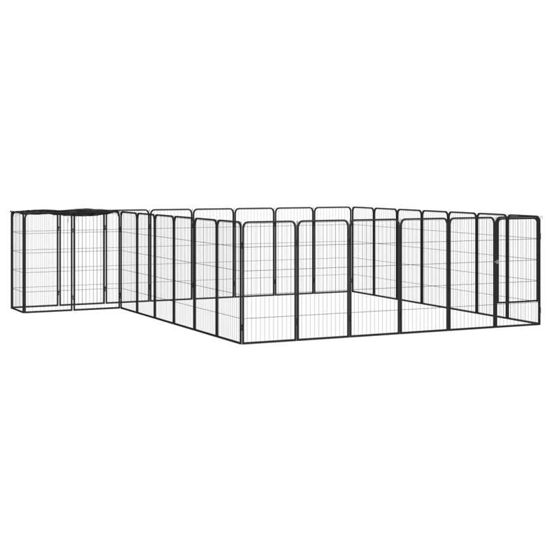 Afbeelding laden in galerijviewer, VidaXL Hondenkennel 30 panelen 50 x 100 cm gepoedercoat staal zwart
