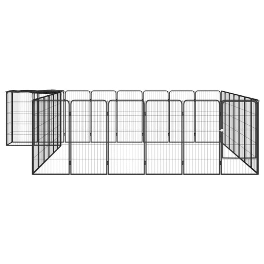 VidaXL Hondenkennel 30 panelen 50 x 100 cm gepoedercoat staal zwart