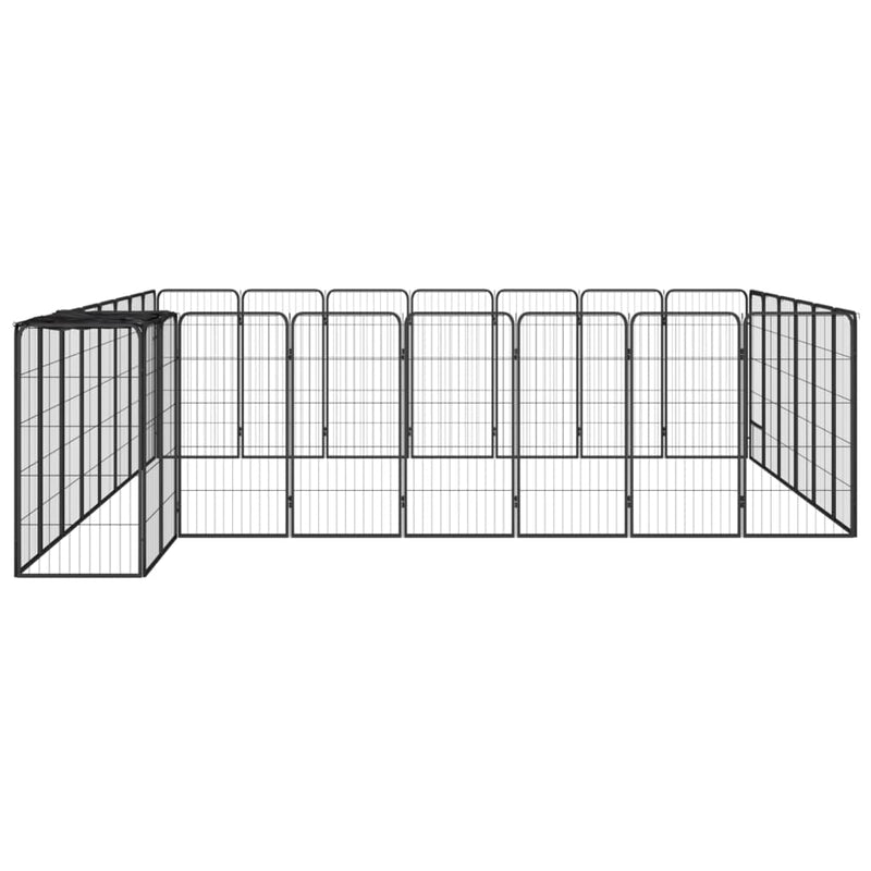 Afbeelding laden in galerijviewer, VidaXL Hondenkennel 30 panelen 50 x 100 cm gepoedercoat staal zwart

