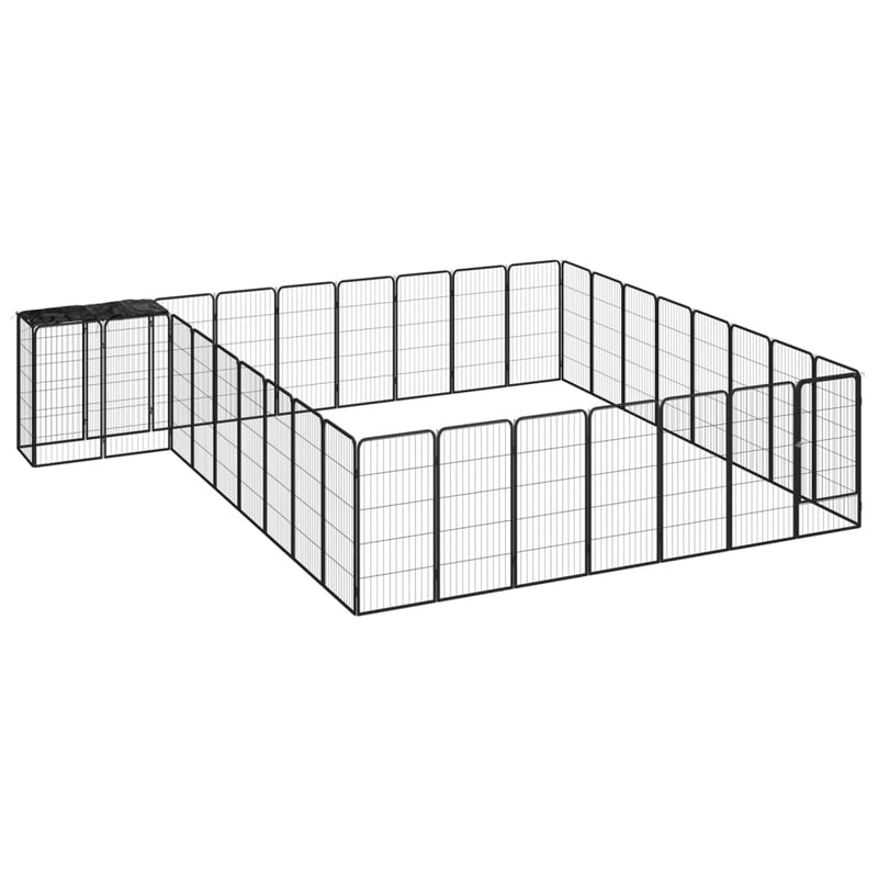 Afbeelding laden in galerijviewer, VidaXL Hondenkennel 34 panelen 50x100 cm gepoedercoat staal zwart
