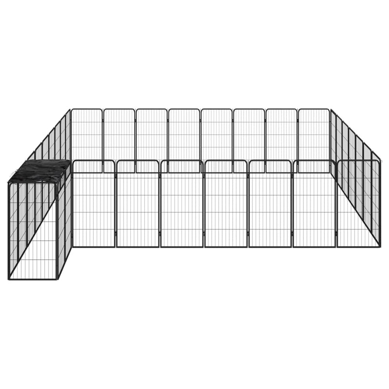 Afbeelding laden in galerijviewer, VidaXL Hondenkennel 34 panelen 50x100 cm gepoedercoat staal zwart
