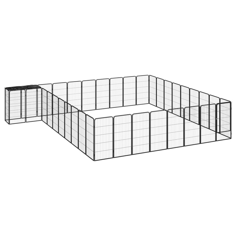 Afbeelding laden in galerijviewer, VidaXL Hondenkennel 38 panelen 50x100 cm gepoedercoat staal zwart
