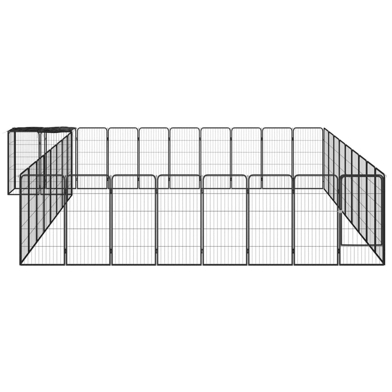 Afbeelding laden in galerijviewer, VidaXL Hondenkennel 38 panelen 50x100 cm gepoedercoat staal zwart
