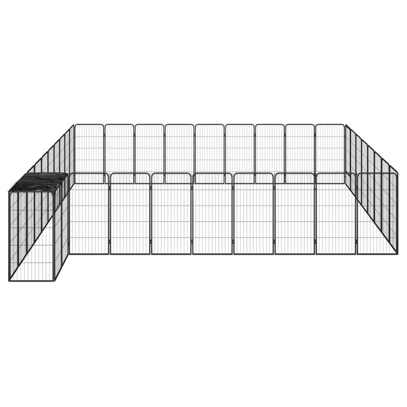 Afbeelding laden in galerijviewer, VidaXL Hondenkennel 38 panelen 50x100 cm gepoedercoat staal zwart
