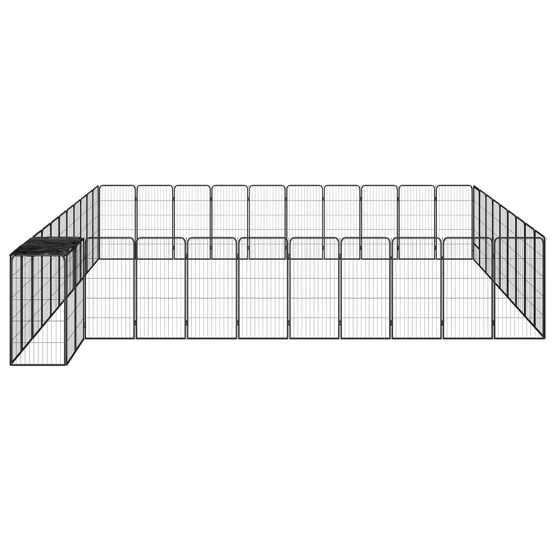 Afbeelding laden in galerijviewer, VidaXL Hondenkennel 42 panelen 50x100 cm gepoedercoat staal zwart
