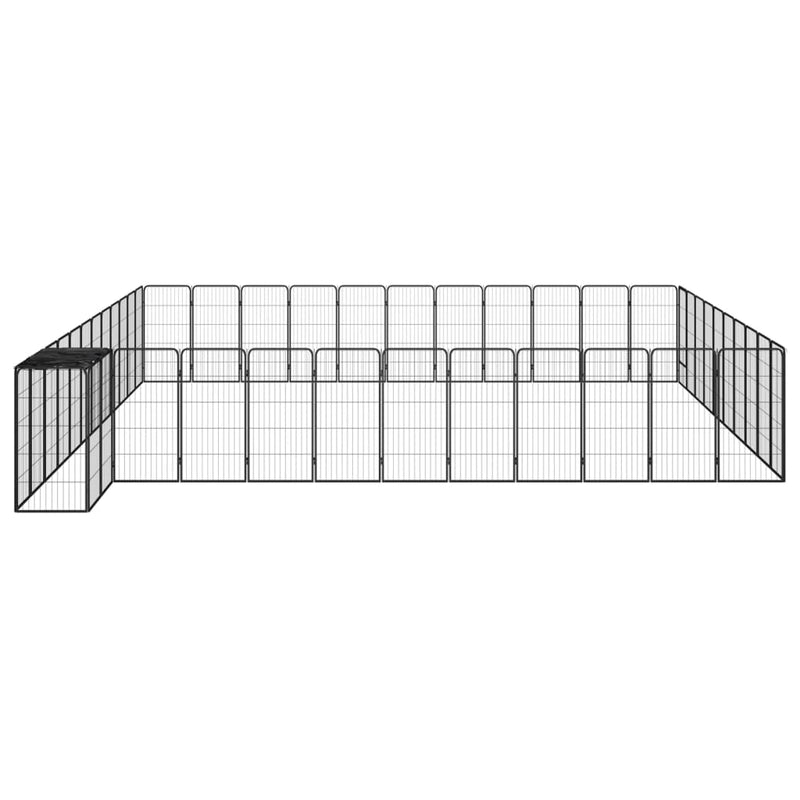 Afbeelding laden in galerijviewer, VidaXL Hondenkennel 46 panelen 50x100 cm gepoedercoat staal zwart
