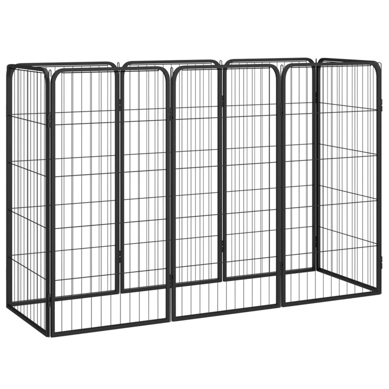 Afbeelding laden in galerijviewer, Vidaxl hondenkennel 8 panelen 50x100 cm gepoedercoat staal zwart
