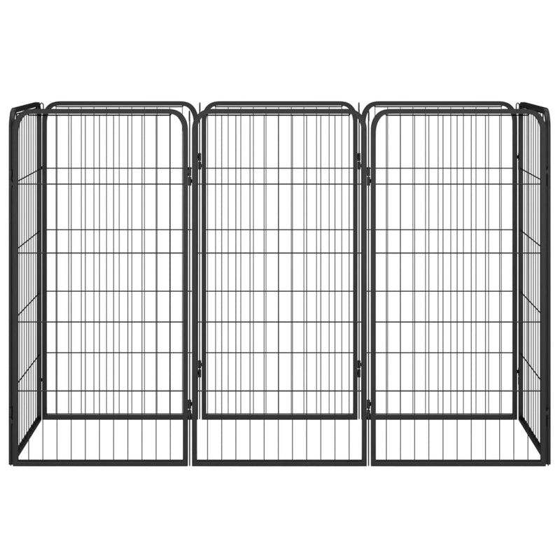 Afbeelding laden in galerijviewer, Vidaxl hondenkennel 8 panelen 50x100 cm gepoedercoat staal zwart
