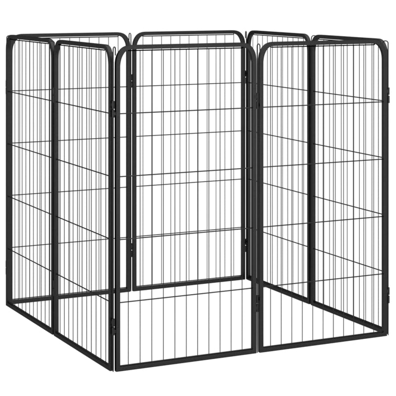 Afbeelding laden in galerijviewer, Vidaxl hondenkennel 8 panelen 50x100 cm gepoedercoat staal zwart
