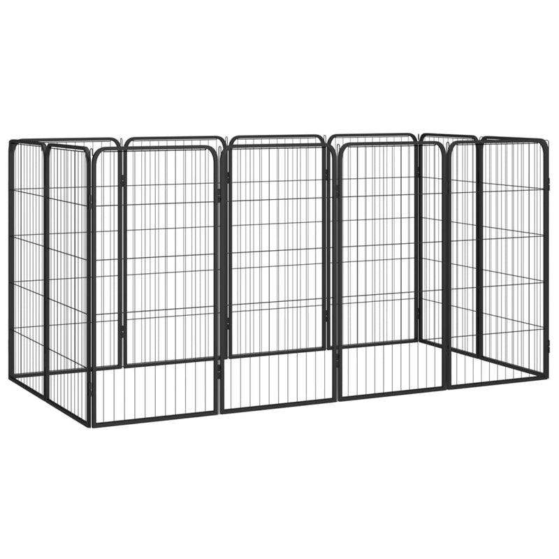 Afbeelding laden in galerijviewer, Vidaxl hondenkennel 12 panelen 50 x 100 cm gepoedercoat staal zwart

