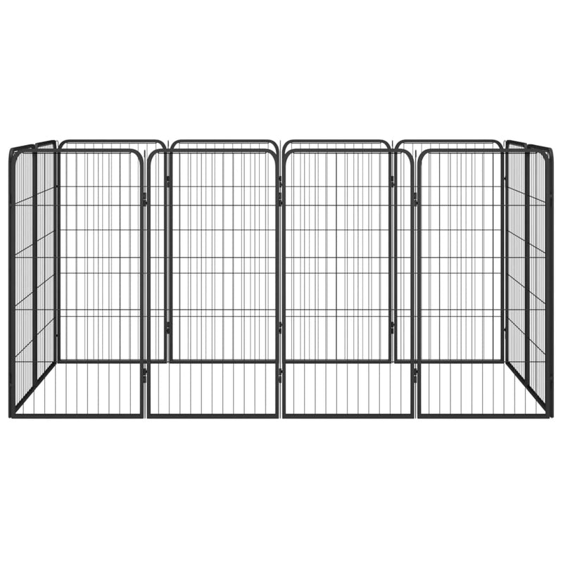 Afbeelding laden in galerijviewer, Vidaxl hondenkennel 12 panelen 50 x 100 cm gepoedercoat staal zwart
