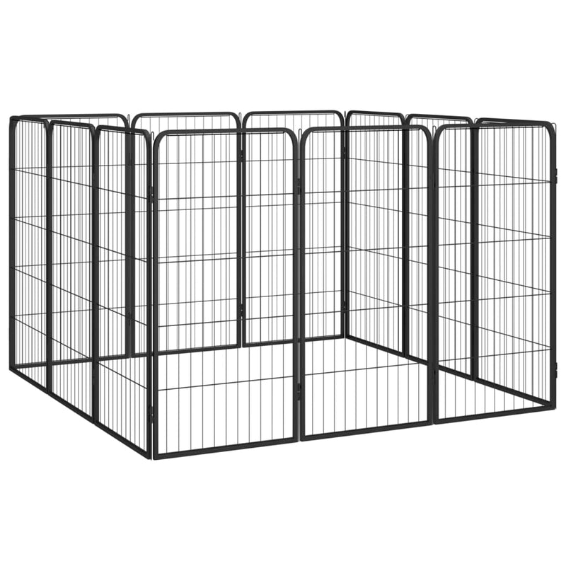 Afbeelding laden in galerijviewer, Vidaxl hondenkennel 12 panelen 50 x 100 cm gepoedercoat staal zwart
