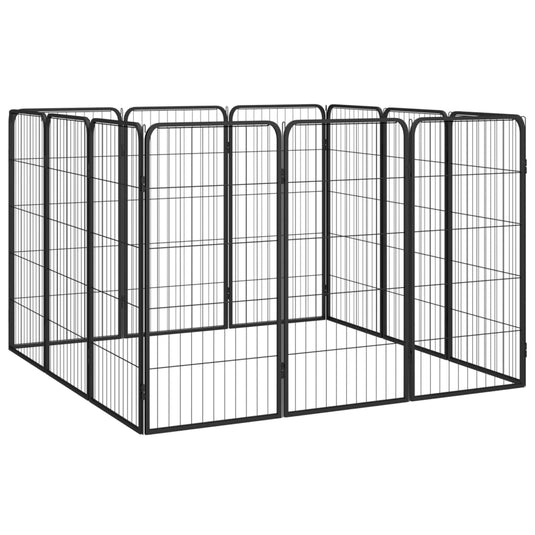 Vidaxl hondenkennel 12 panelen 50 x 100 cm gepoedercoat staal zwart