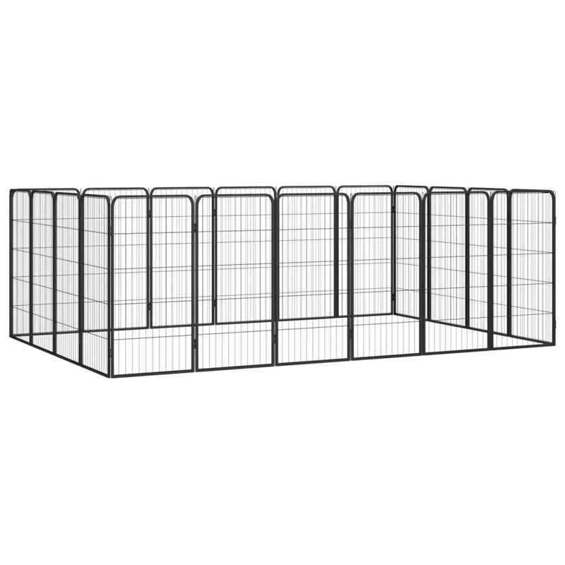 Afbeelding laden in galerijviewer, VidaXL Hondenkennel 20 panelen 50 x 100 cm gepoedercoat staal zwart

