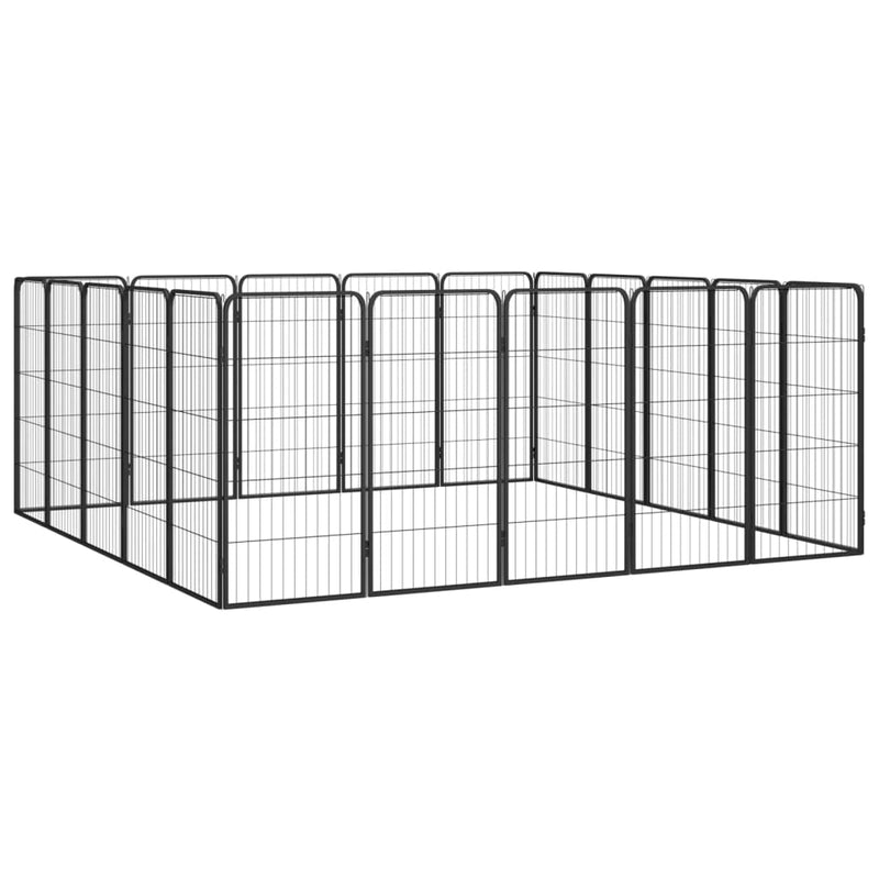 Afbeelding laden in galerijviewer, VidaXL Hondenkennel 20 panelen 50 x 100 cm gepoedercoat staal zwart
