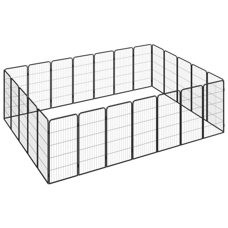 Afbeelding laden in galerijviewer, VidaXL Hondenkennel 24 panelen 50 x 100 cm gepoedercoat staal zwart
