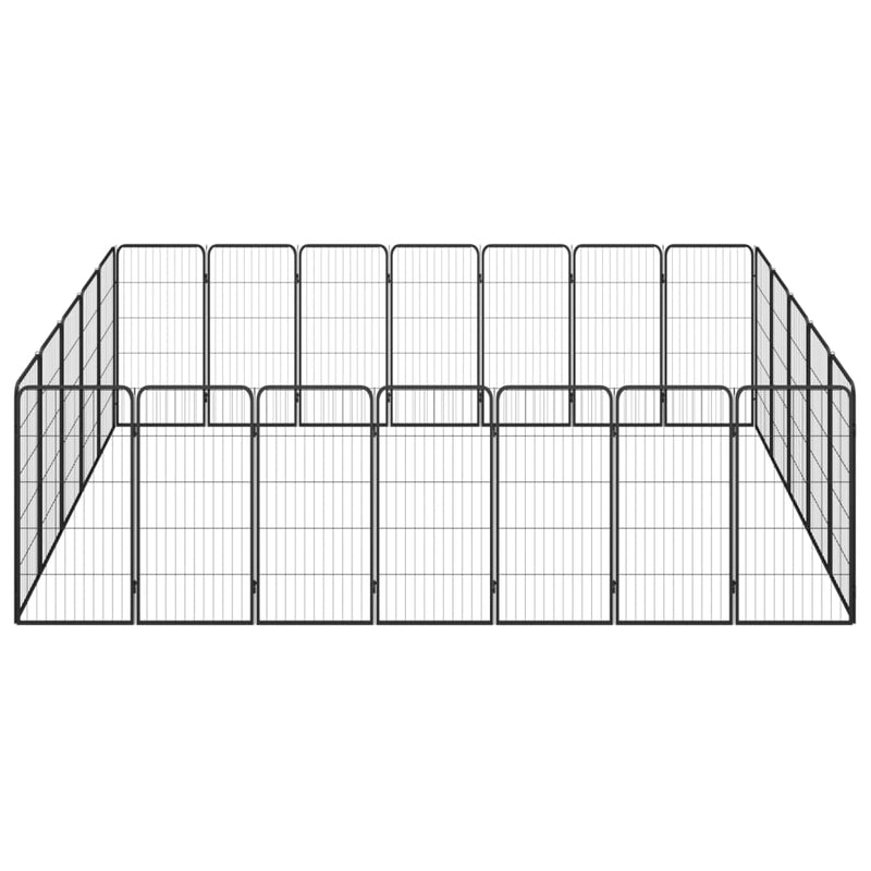 Afbeelding laden in galerijviewer, VidaXL Hondenkennel 24 panelen 50 x 100 cm gepoedercoat staal zwart
