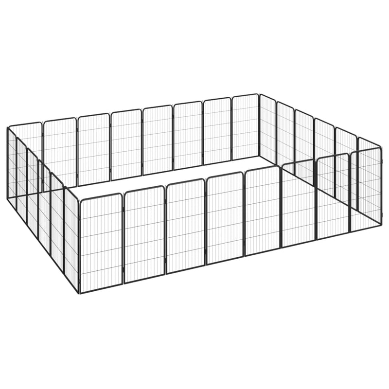 Afbeelding laden in galerijviewer, VidaXL Hondenkennel 28 panelen 50x100 cm gepoedercoat staal zwart
