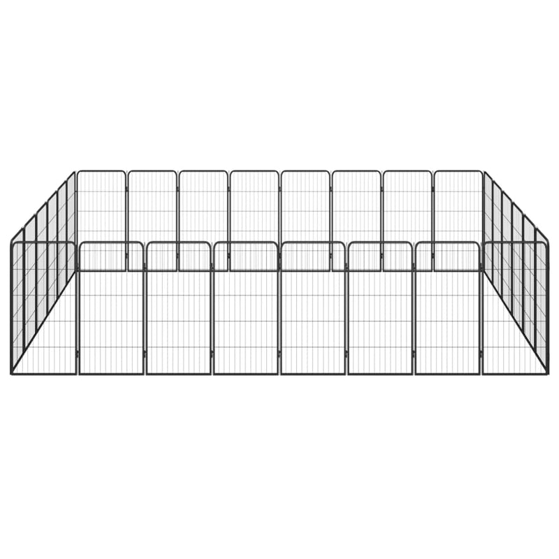 Afbeelding laden in galerijviewer, VidaXL Hondenkennel 28 panelen 50x100 cm gepoedercoat staal zwart
