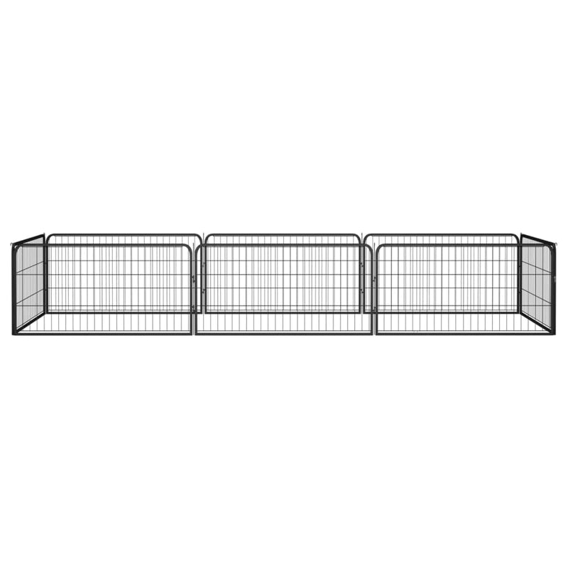 Afbeelding laden in galerijviewer, Vidaxl hondenkennel 8 panelen 100x50 cm gepoedercoat staal zwart
