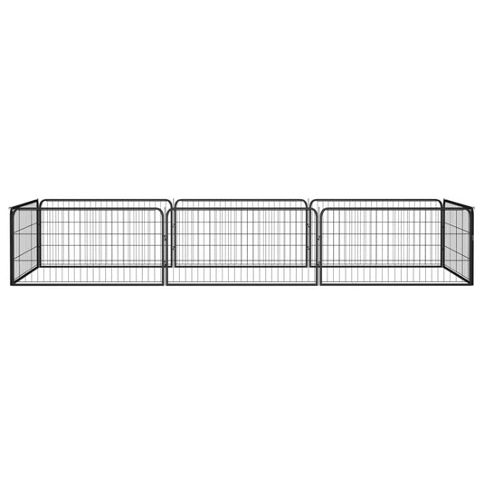 Vidaxl hondenkennel 8 panelen 100x50 cm gepoedercoat staal zwart