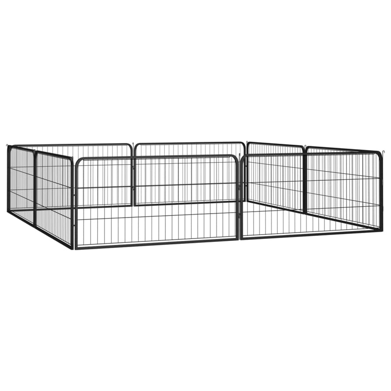 Afbeelding laden in galerijviewer, Vidaxl hondenkennel 8 panelen 100x50 cm gepoedercoat staal zwart
