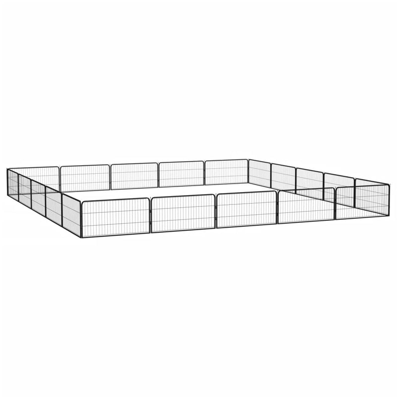 Afbeelding laden in galerijviewer, VidaXL Hondenkennel 20 panelen 100x50 cm gepoedercoat staal zwart

