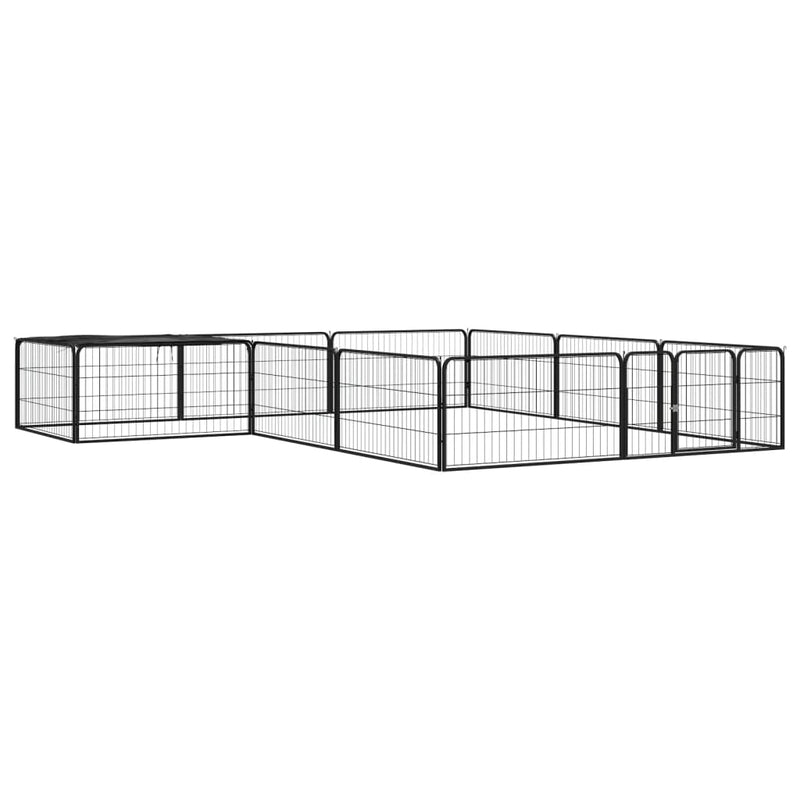 Afbeelding laden in galerijviewer, Vidaxl hondenkennel 12 panelen 100x50 cm gepoedercoat staal zwart
