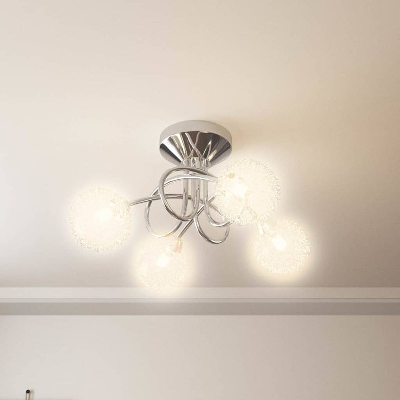 Afbeelding laden in galerijviewer, Vidaxl plafondlamp met gaasdraad kappen voor 4 x g9 led
