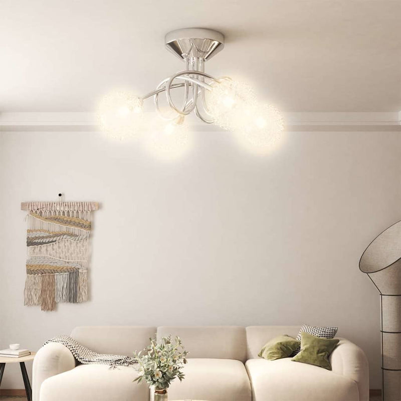 Afbeelding laden in galerijviewer, Vidaxl plafondlamp met gaasdraad kappen voor 4 x g9 led
