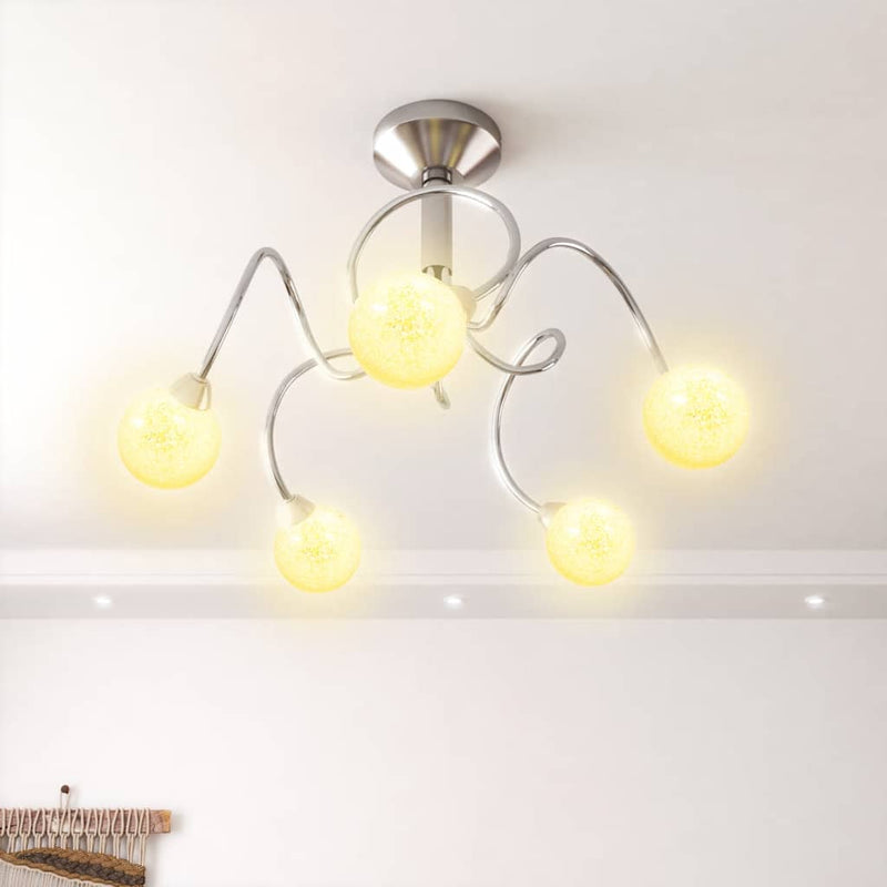 Afbeelding laden in galerijviewer, Vidaxl plafondlamp met glasbollen rond 5xg9
