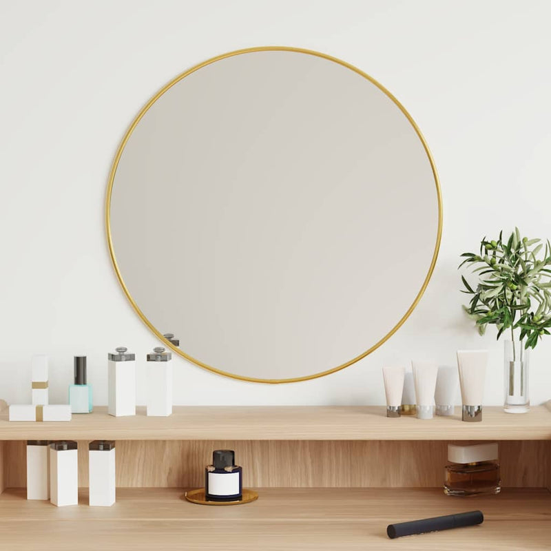 Afbeelding laden in galerijviewer, Vidaxl wandspiegel rond ø50 cm goudkleurig
