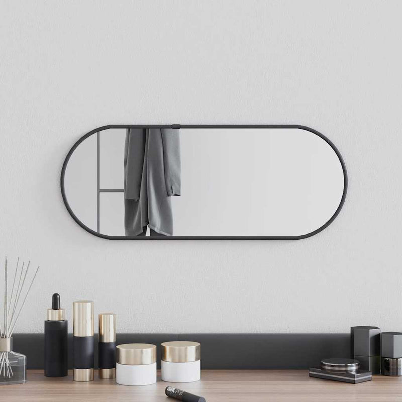 Afbeelding laden in galerijviewer, Vidaxl wandspiegel 50x20 cm ovaal zwart
