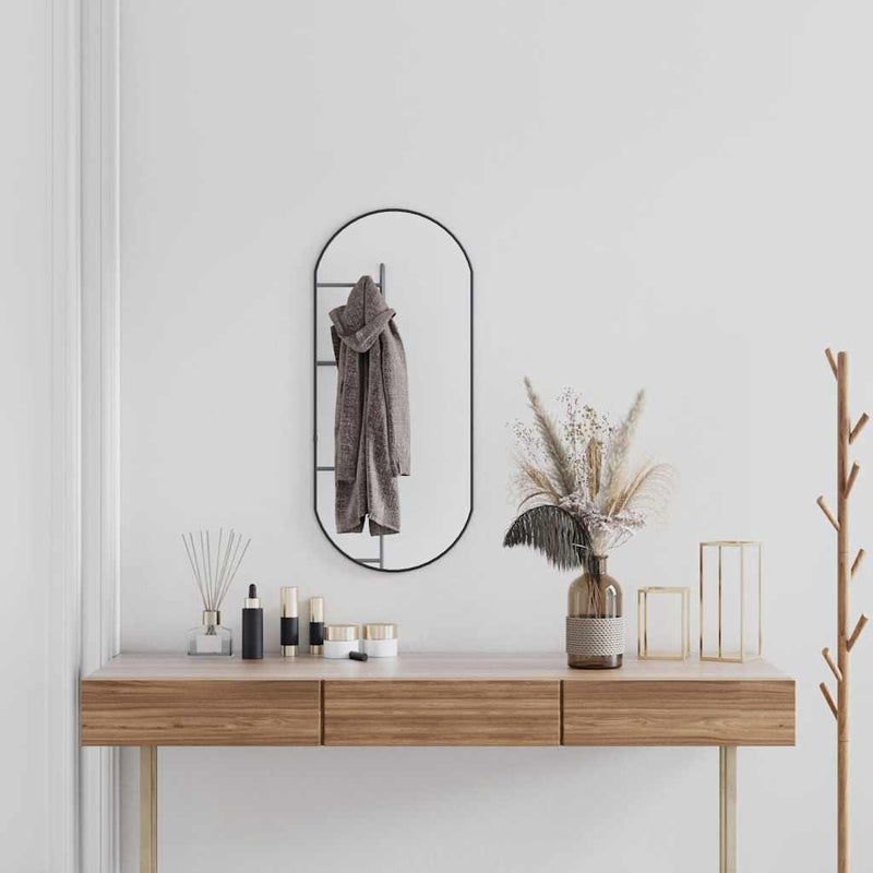 Afbeelding laden in galerijviewer, Vidaxl wandspiegel 80x35 cm ovaal zwart

