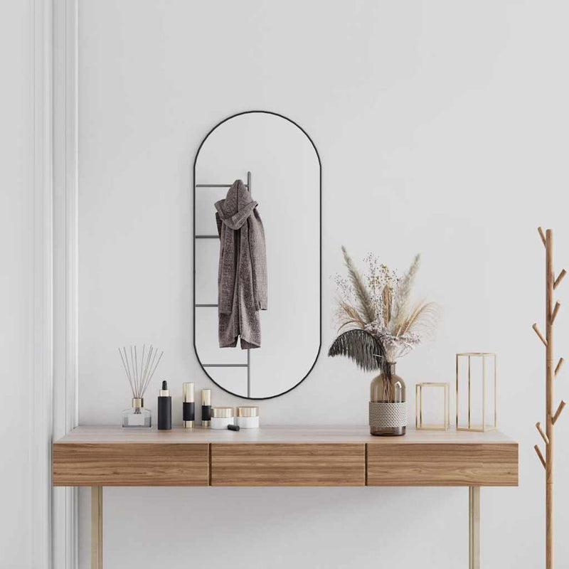 Afbeelding laden in galerijviewer, Vidaxl wandspiegel 100x45 cm ovaal zwart

