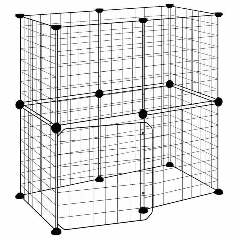 Afbeelding laden in galerijviewer, Vidaxl huisdierenkooi met deur 12 panelen 35x35 cm staal zwart

