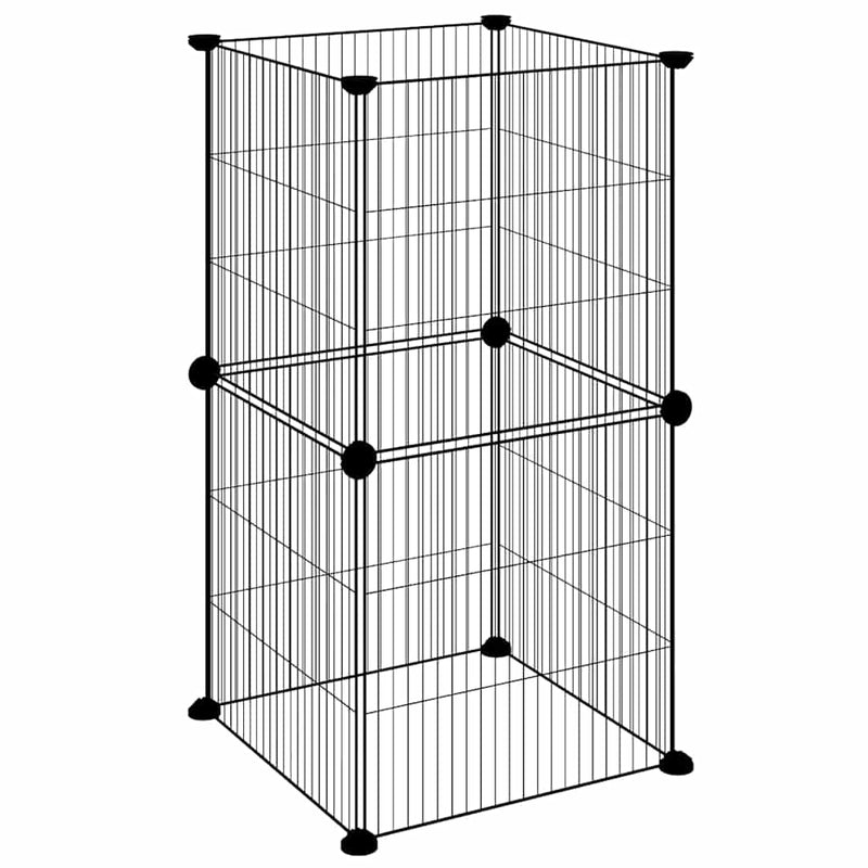 Afbeelding laden in galerijviewer, Vidaxl huisdierenkooi met 8 panelen 35x35 cm staal zwart
